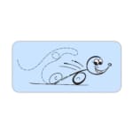 Infidu desk pad with cartoon character and playful swirl design on light blue background. Desk Pad kept on a plain white background