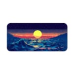 Infidu Desk Pad with an ocean sunset design, showcasing blue waves and a sky in warm tones of pink, purple, and orange for a serene look. Desk Pad kept on a plain white background