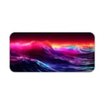 Infidu Neon Ocean Waves Design Desk Pad with vibrant shades of pink, purple, blue, and orange depicting ocean waves and sunset. Desk Pad kept on a plain white background