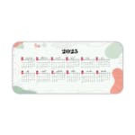 Infidu Calendar Design Desk Pad displaying a 2025 calendar layout with a light background and abstract red and gray accents. Desk Pad kept on a plain white background